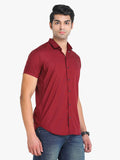Men's Solid Maroon Short Sleeve Casual Shirt