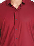 Men's Solid Maroon Short Sleeve Casual Shirt