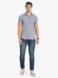 Men's Printed Grey Short Sleeve Casual Shirt colvynharris
