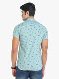 Men's Printed Light Green Short Sleeve Casual Shirt colvynharris