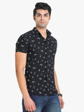 Men's Printed Black Short Sleeve Casual Shirt colvynharris