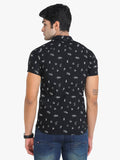 Men's Printed Black Short Sleeve Casual Shirt