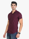 Men's Printed Maroon Short Sleeve Casual Shirt