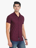 Men's Printed Maroon Short Sleeve Casual Shirt