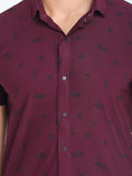 Men's Printed Maroon Short Sleeve Casual Shirt colvynharris