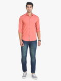 Men's Solid Peach Full Sleeve Casual Shirt colvynharris
