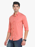 Men's Solid Peach Full Sleeve Casual Shirt