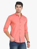 Men's Solid Peach Full Sleeve Casual Shirt