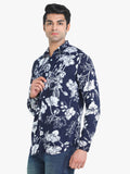 Men's Floral Printed Navy Full Sleeve Casual Shirt