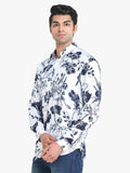 Men's Floral Printed White Full Sleeve Casual Shirt
