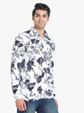 Men's Floral Printed White Full Sleeve Casual Shirt