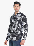 Men's Floral Printed Black Full Sleeve Casual Shirt