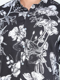 Men's Floral Printed Black Full Sleeve Casual Shirt