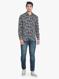 Men's Floral Printed Black Full Sleeve Casual Shirt