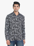 Men's Floral Printed Black Full Sleeve Casual Shirt