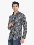 Men's Floral Printed Black Full Sleeve Casual Shirt colvynharris