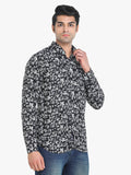 Men's Floral Printed Black Full Sleeve Casual Shirt colvynharris