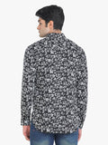 Men's Floral Printed Black Full Sleeve Casual Shirt