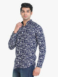 Men's Floral Printed Navy Full Sleeve Casual Shirt
