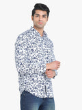 Men's Floral Printed White Full Sleeve Casual Shirt