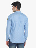 Men's Striped Ice Blue Full Sleeve Casual Shirt