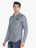 Men's Striped Dark Blue Full Sleeve Casual Shirt