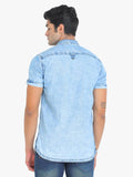 Men's Solid Light Blue Short Sleeve Denim T- Shirt colvynharris