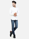 Colvyn Harris Men's Slim Fit Cotton Lycra White Casual Shirt