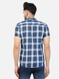 Colvyn Harris Men's Slim Fit Indigo Navy & White Check Casual Shirt