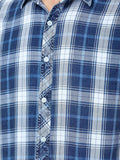 Colvyn Harris Men's Slim Fit Indigo Navy & White Check Casual Shirt
