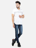 Colvyn Harris Men's Slim Fit Flex Cotton White Casual Shirt