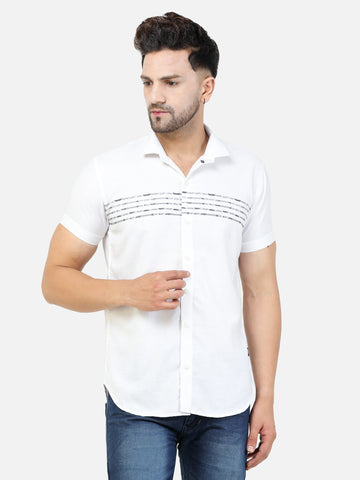 Colvyn Harris Men's Slim Fit Flex Cotton White Casual Shirt