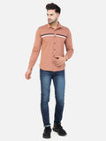 Colvyn Harris Men's Slim Fit Mercerised PQ Matte Peach Casual Shirt