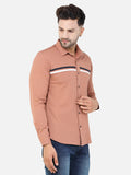 Colvyn Harris Men's Slim Fit Mercerised PQ Matte Peach Casual Shirt