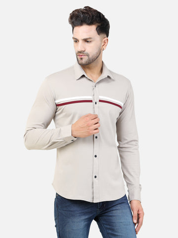 Colvyn Harris Men's Slim Fit Mercerised PQ Matte Beige Casual Shirt