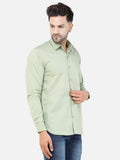 Colvyn Harris Men's Slim Fit Cotton Lycra Sea Green Casual Shirt