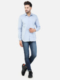 Colvyn Harris Men's Slim Fit Cotton Lycra Sky Blue Casual Shirt
