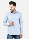 Colvyn Harris Men's Slim Fit Cotton Lycra Sky Blue Casual Shirt