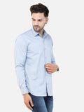 Colvyn Harris Men's Slim Fit Cotton Lycra Sky Blue Casual Shirt