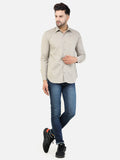 Colvyn Harris Men's Slim Fit Cotton Lycra Beige Casual Shirt