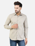 Colvyn Harris Men's Slim Fit Cotton Lycra Beige Casual Shirt