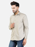 Colvyn Harris Men's Slim Fit Cotton Lycra Beige Casual Shirt