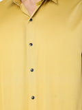 Colvyn Harris Men's Slim Fit Satin Lycra Mustard Casual Shirt