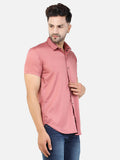 Colvyn Harris Men's Slim Fit Satin Lycra Peach Casual Shirt