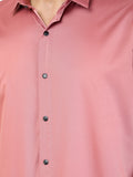 Colvyn Harris Men's Slim Fit Satin Lycra Peach Casual Shirt