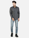 Colvyn Harris Men's Slim Fit Cotton Lycra Dark Grey Casual Shirt