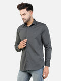 Colvyn Harris Men's Slim Fit Cotton Lycra Dark Grey Casual Shirt