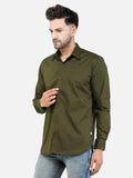 Colvyn Harris Men's Slim Fit Cotton Lycra Olive Casual Shirt