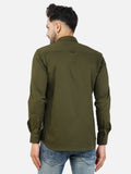 Colvyn Harris Men's Slim Fit Cotton Lycra Olive Casual Shirt