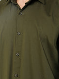 Colvyn Harris Men's Slim Fit Cotton Lycra Olive Casual Shirt